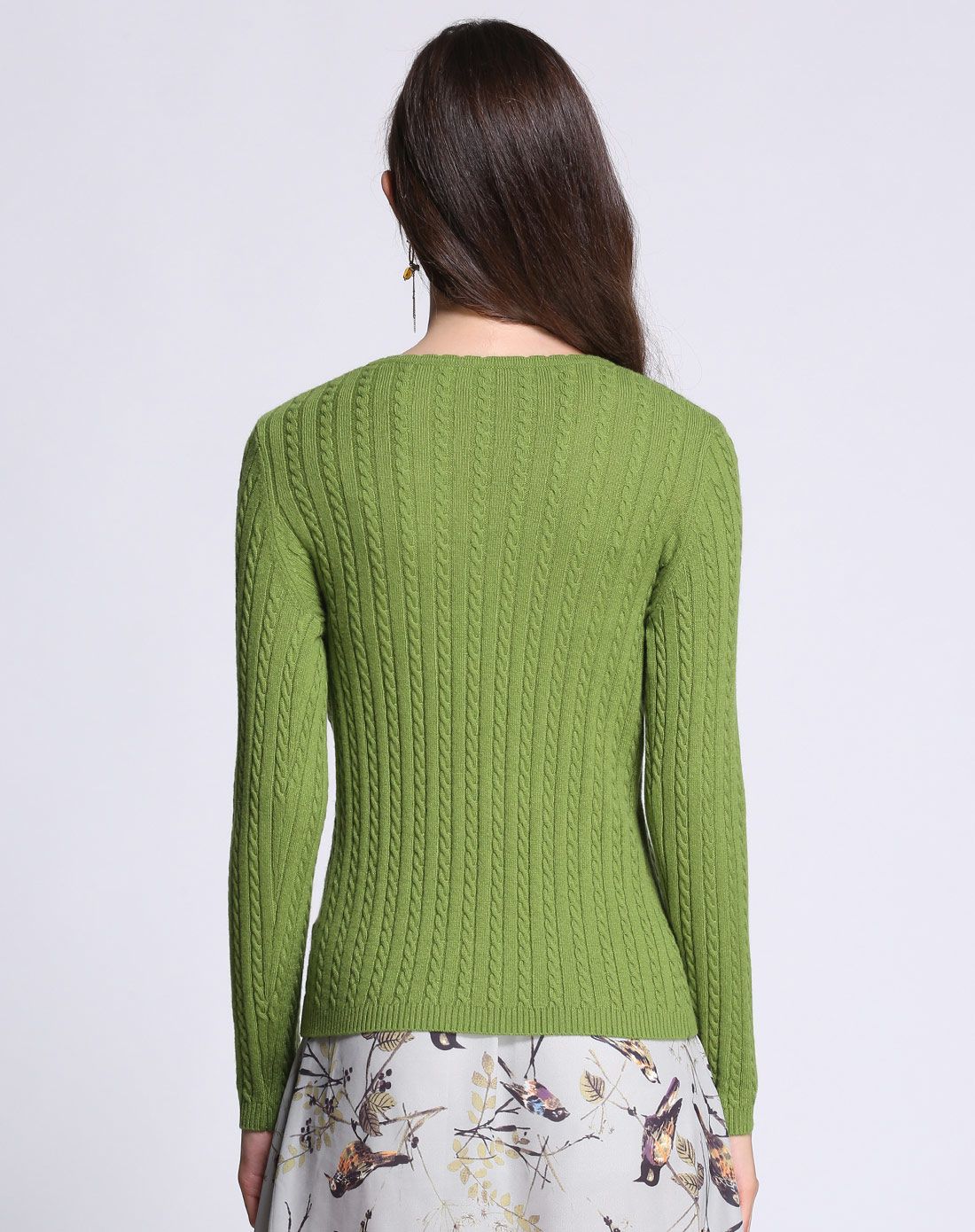 花花公子playboy羊绒男女女款江南绿v领修身羊绒衫660f16140-6624