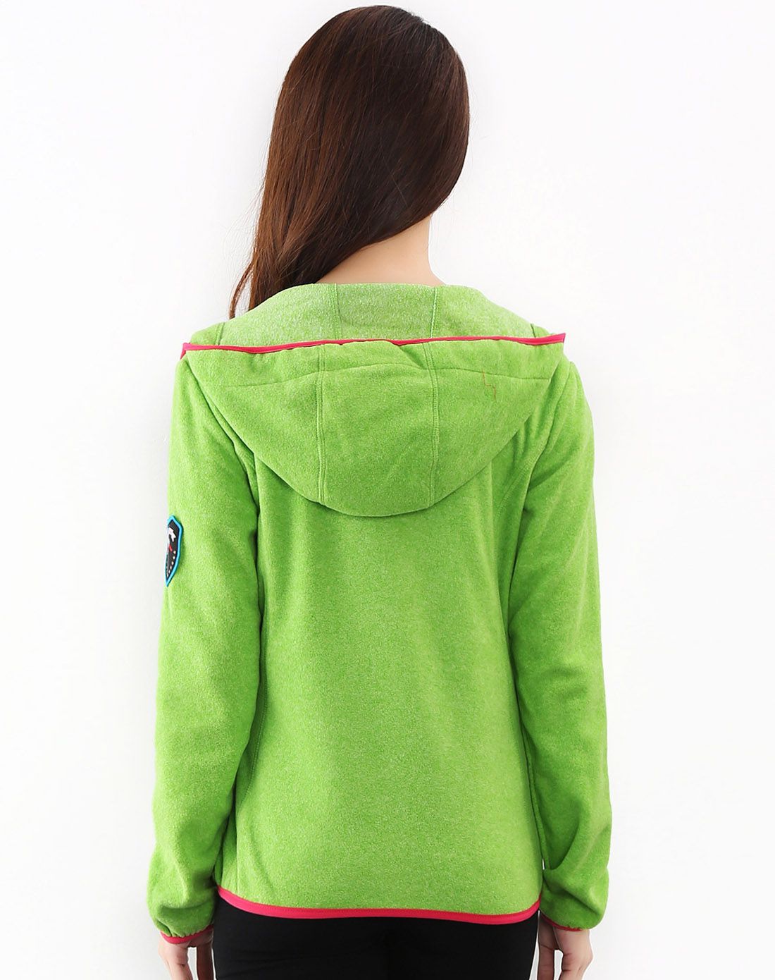 防风保暖 女款绿色抓绒衣 进口阳离子