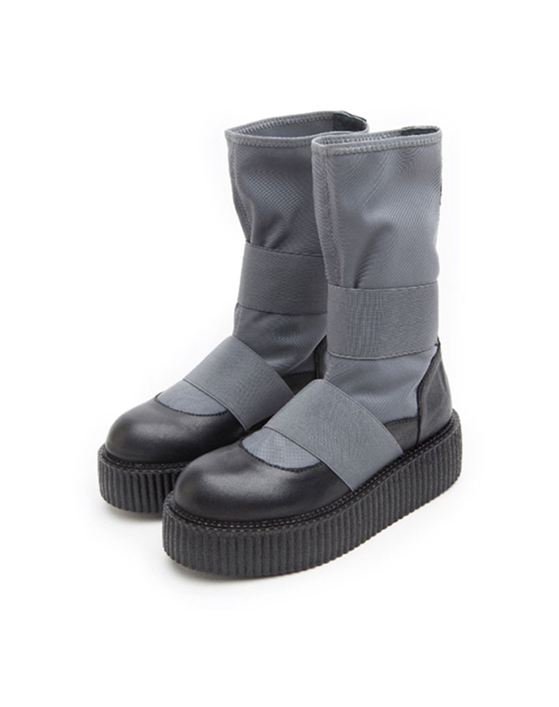 意大利潮牌女鞋 灰色英式复古中筒套靴