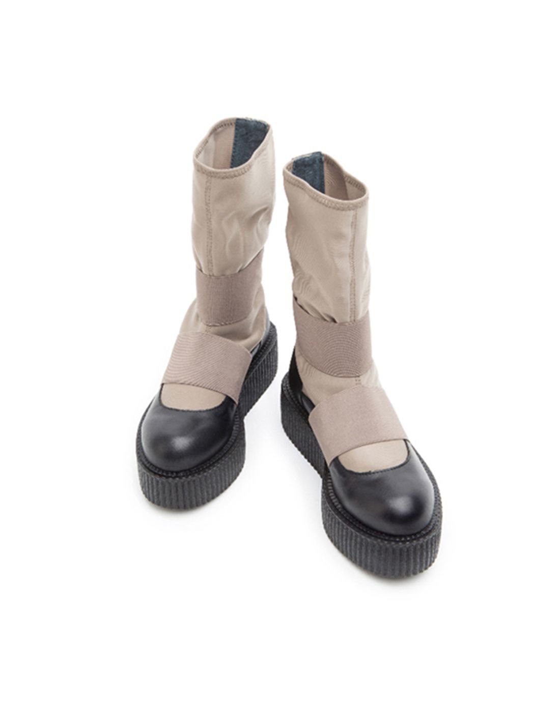 意大利潮牌女鞋 泥土色英式复古中筒套靴