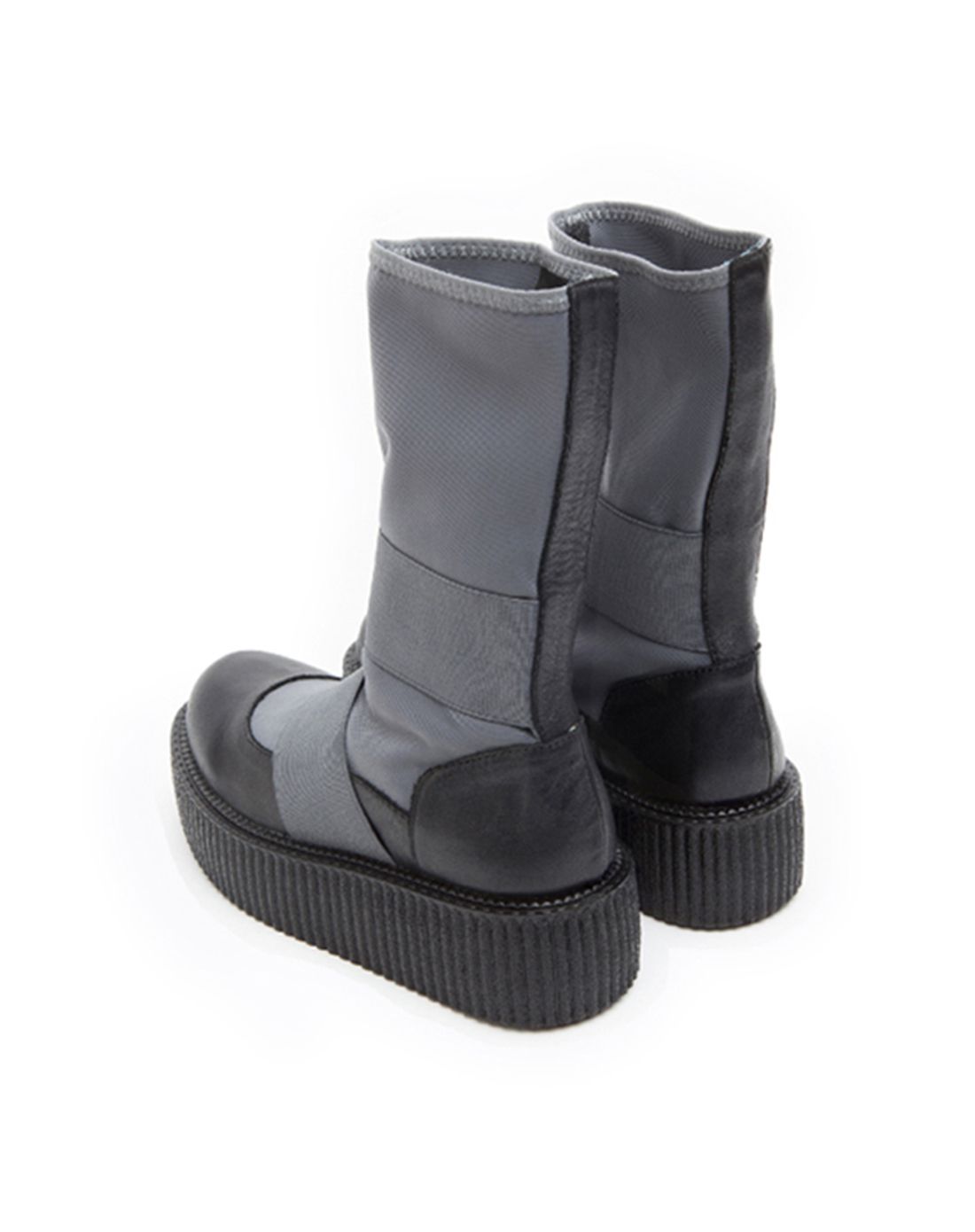 意大利潮牌女鞋 灰色英式复古中筒套靴