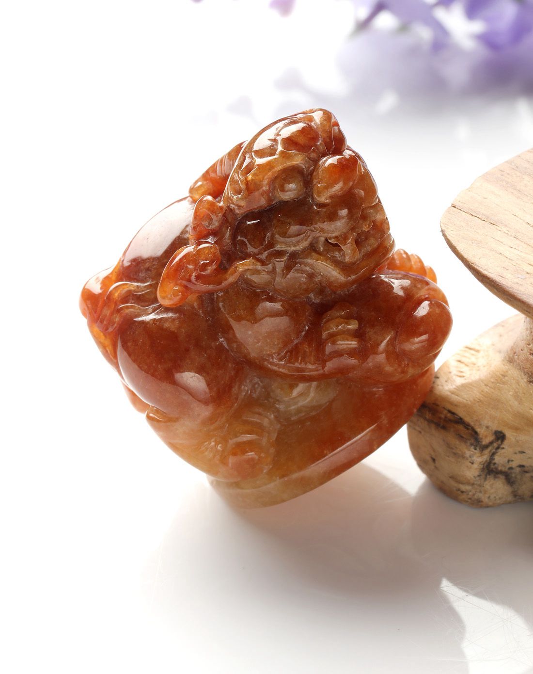 东方翡翠 糯种随心所欲天然a货招财红翡摆件 附证书