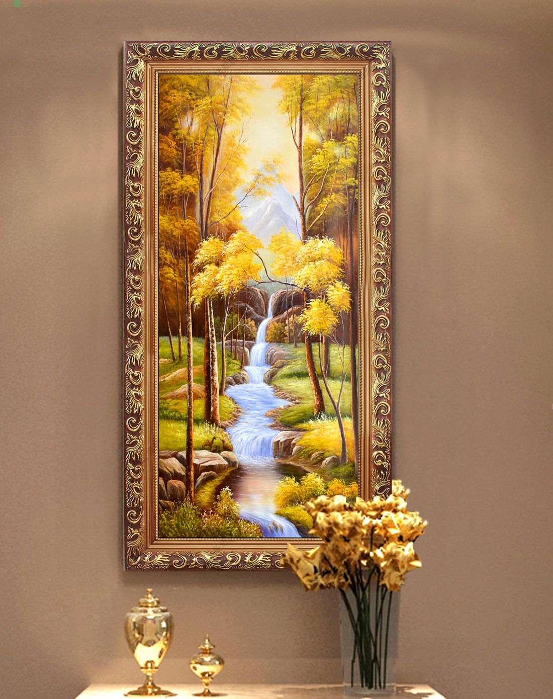 黄金满地 现代简约欧式竖版玄关壁画卧室挂画沙发背景墙客厅装饰画