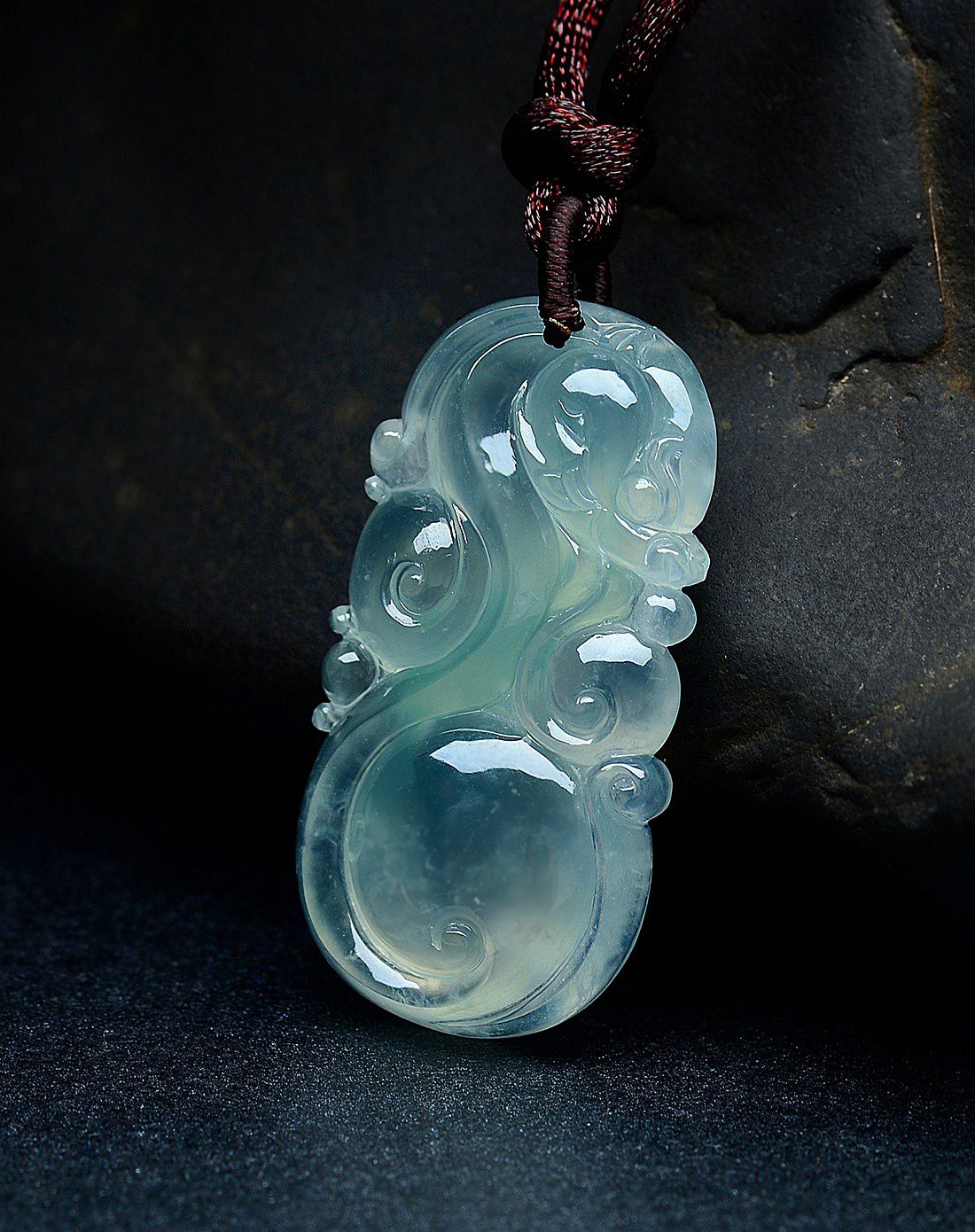 金万年 天然a货翡翠冰玻种完美有求必应吊坠