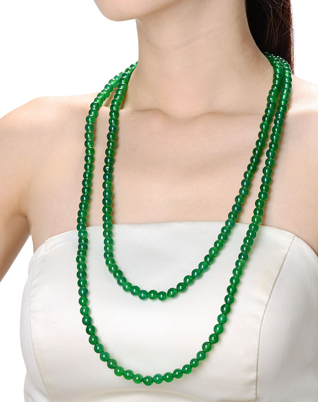 金万年 8mm绿玉髓项链