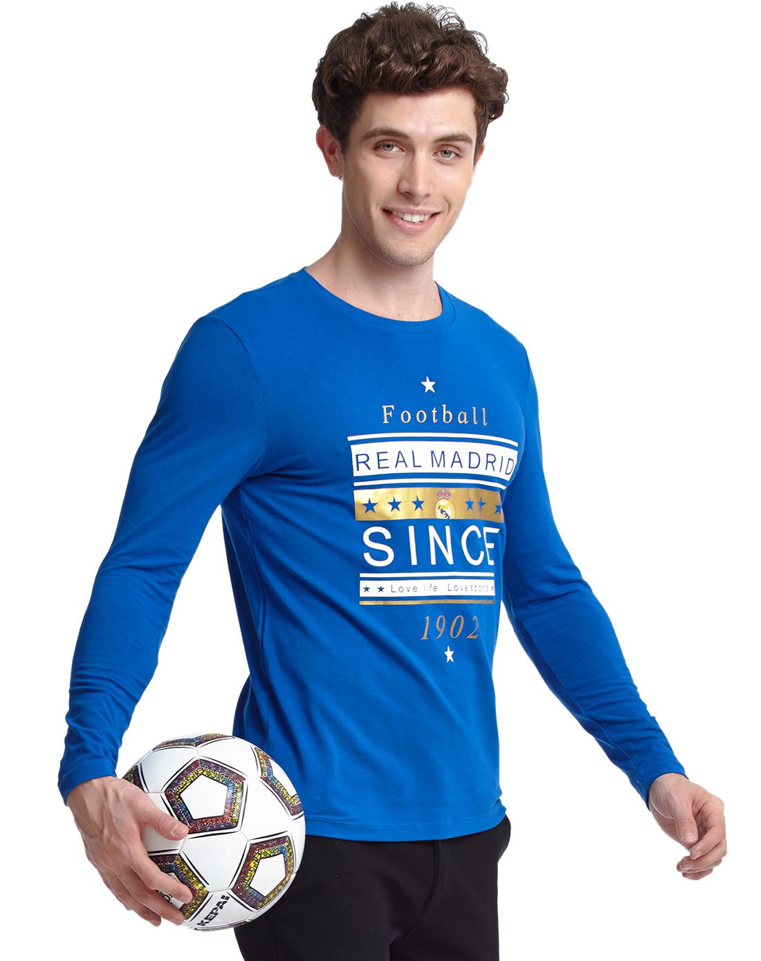 皇家马德里realmadrid男女运动服配专场男款棉质宝蓝色运动长袖衫hmm