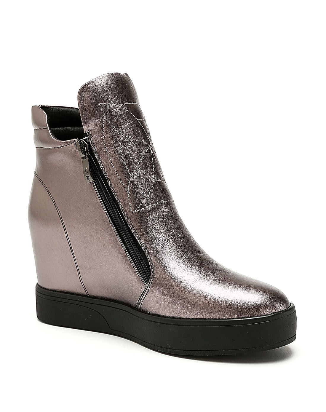 talia枪色牛皮时尚简约女靴15987800634_唯品会