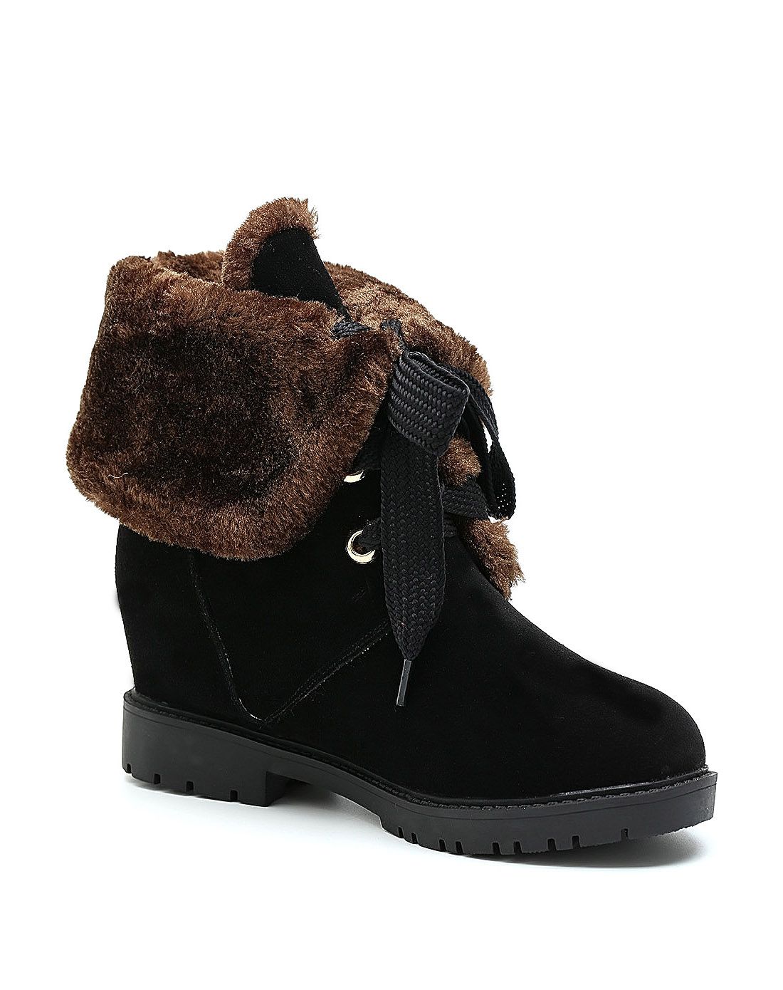 黑色翻毛皮舒适优雅时尚女士棉靴