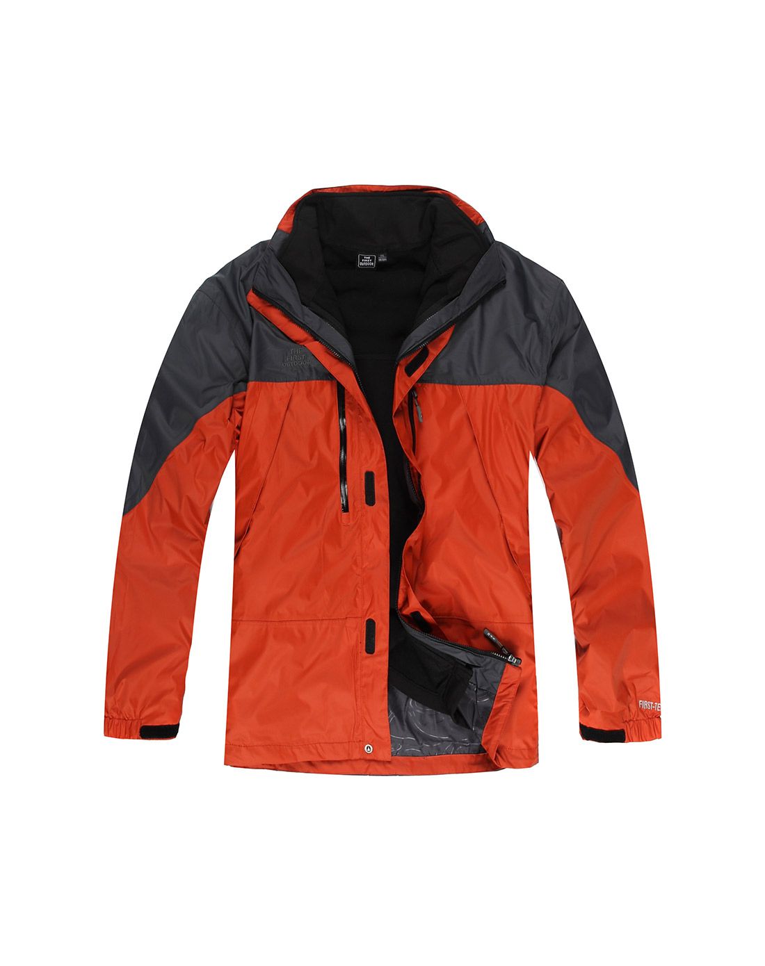 长毛绒内胆可拆 男款暗橙红三合一冲锋衣