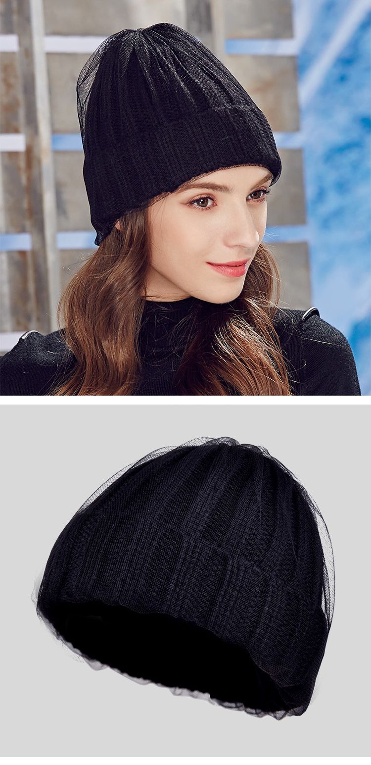 kenmont 毛线网纱护耳尖尖帽