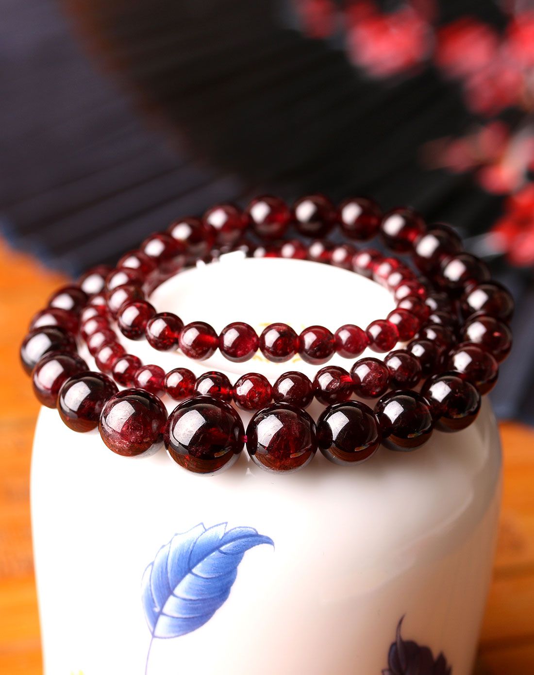 一生一石 天然石榴石塔链项链3-11mm