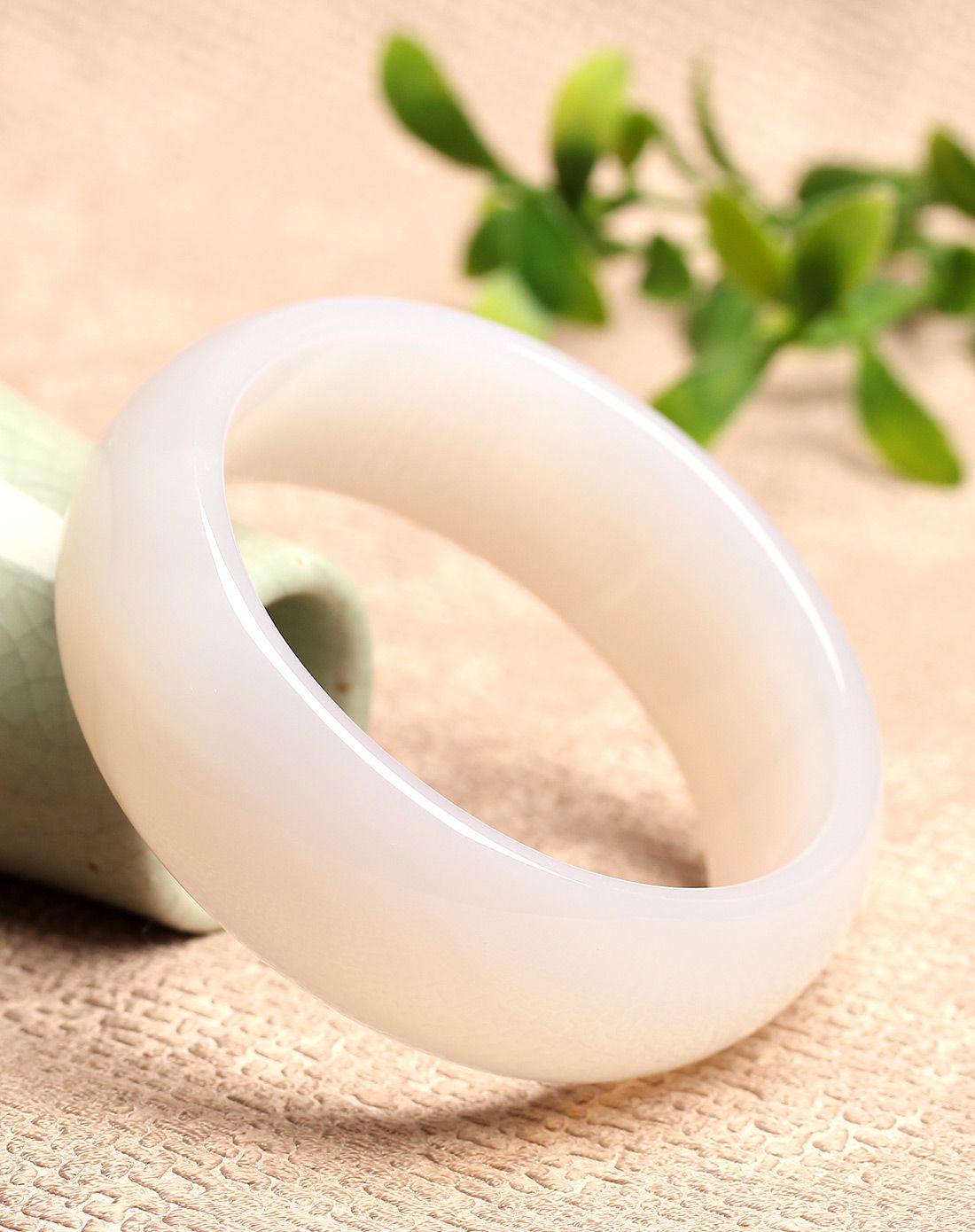 一生一石 天然白玉髓厚壁手镯