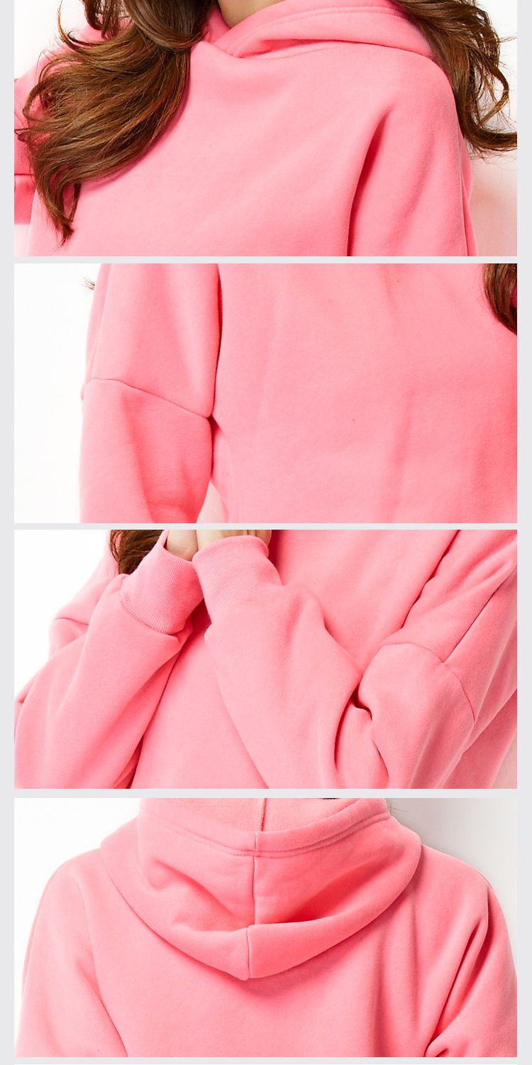 女款深粉加绒加厚连帽上衣 潮流减龄