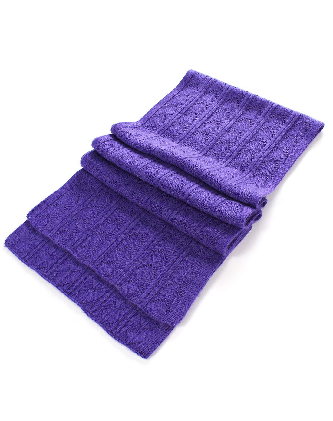 男女通用浅紫罗兰净色镂空羊绒羊毛围巾