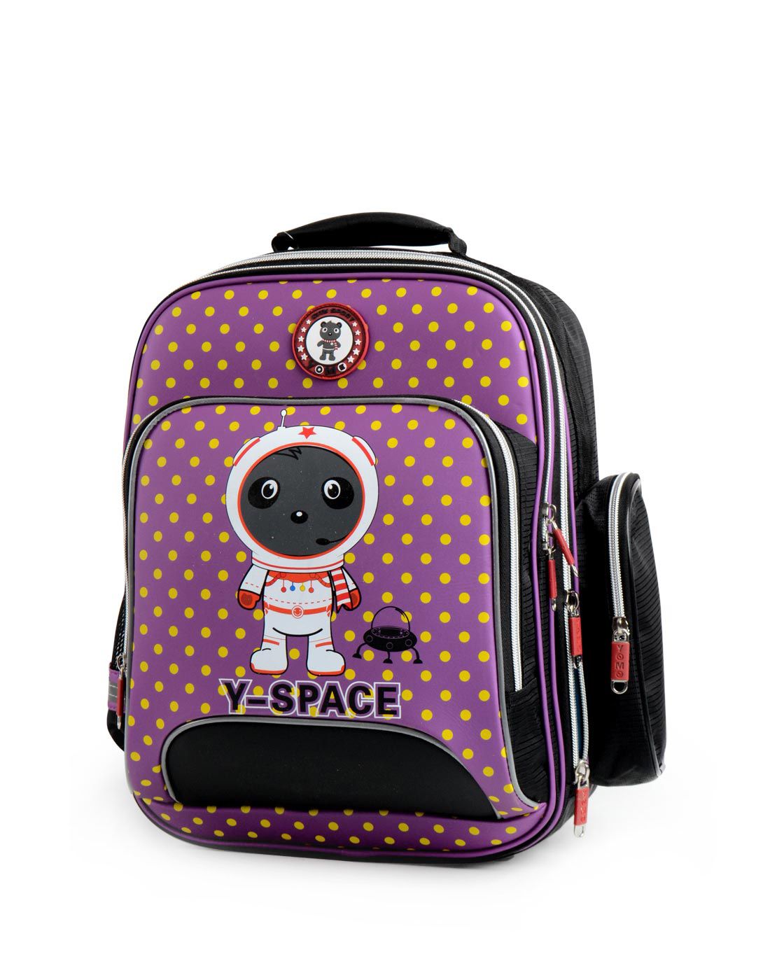 中性紫色波点中国梦机器人护脊书包