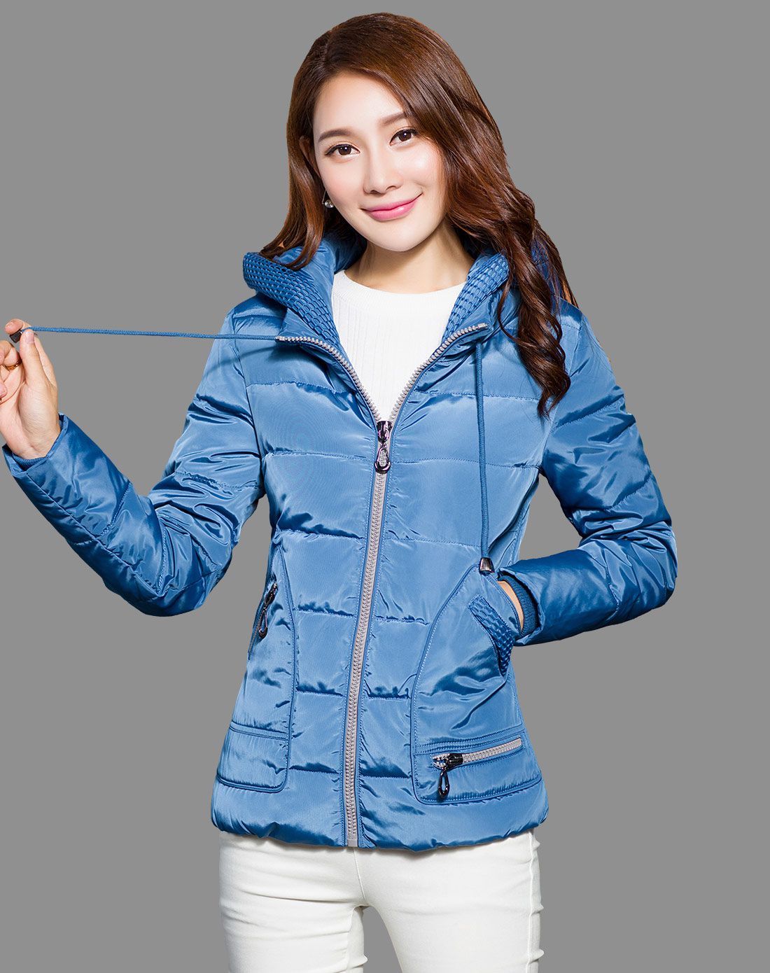 idf女装羽绒专场女式天空蓝休闲连帽羽绒服fyw6107d6t_唯品会