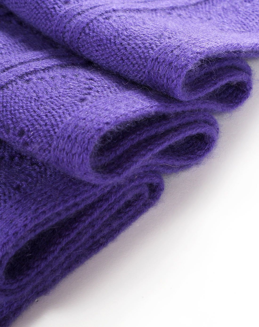 男女通用浅紫罗兰净色镂空羊绒羊毛围巾