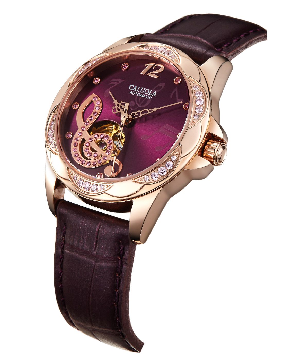 卡罗莱caluola手表专场 卡罗莱 镶钻音符机械女表 运费 (订单满288免