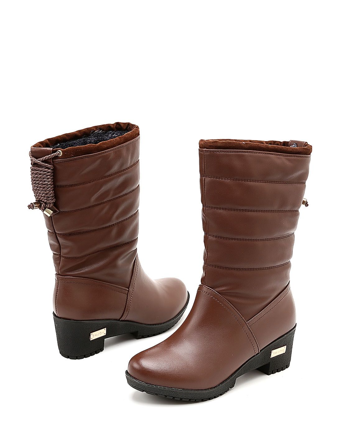 棕色舒适经典保暖女士中靴