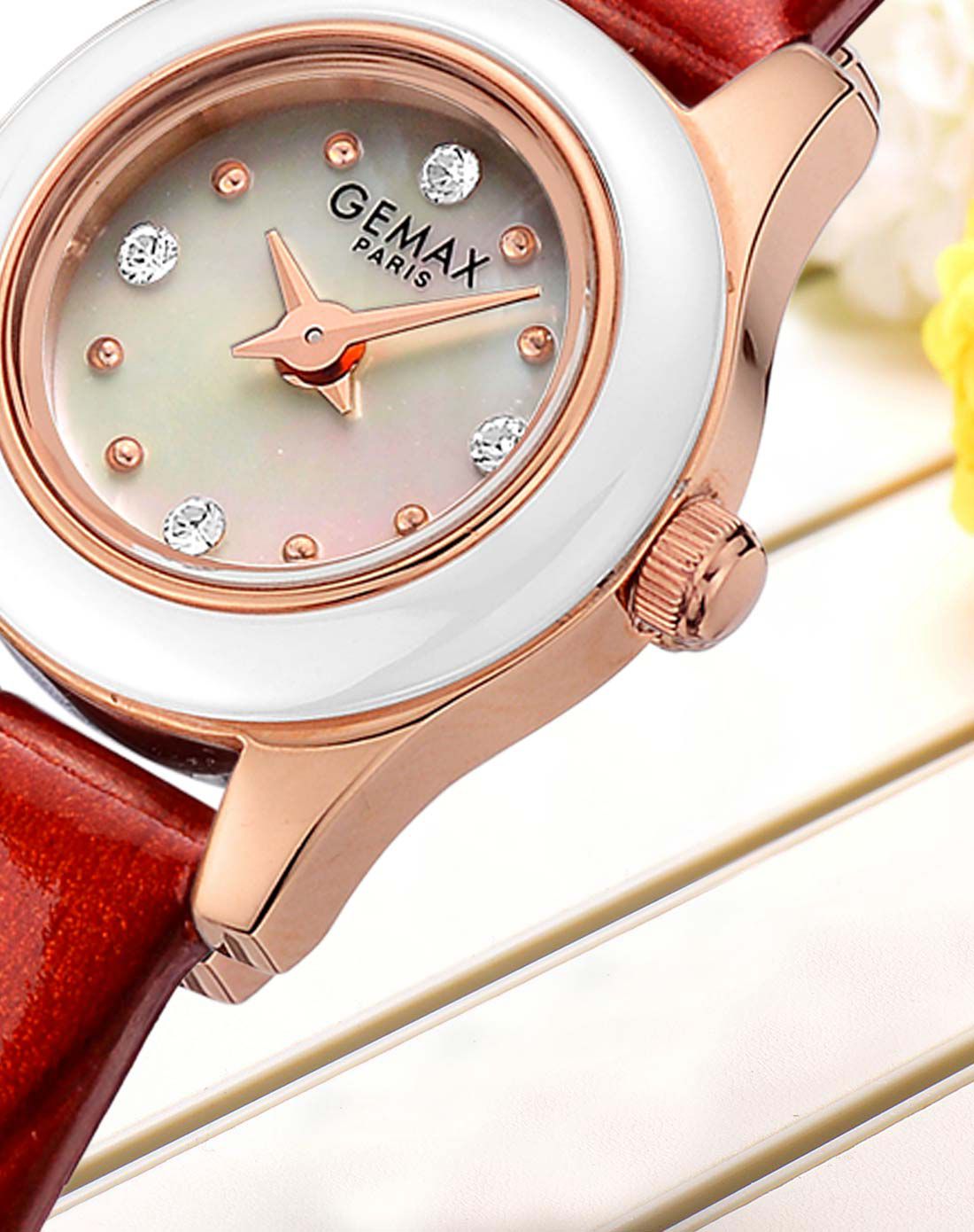 格玛仕公主小表盘陶瓷皮带女士手表