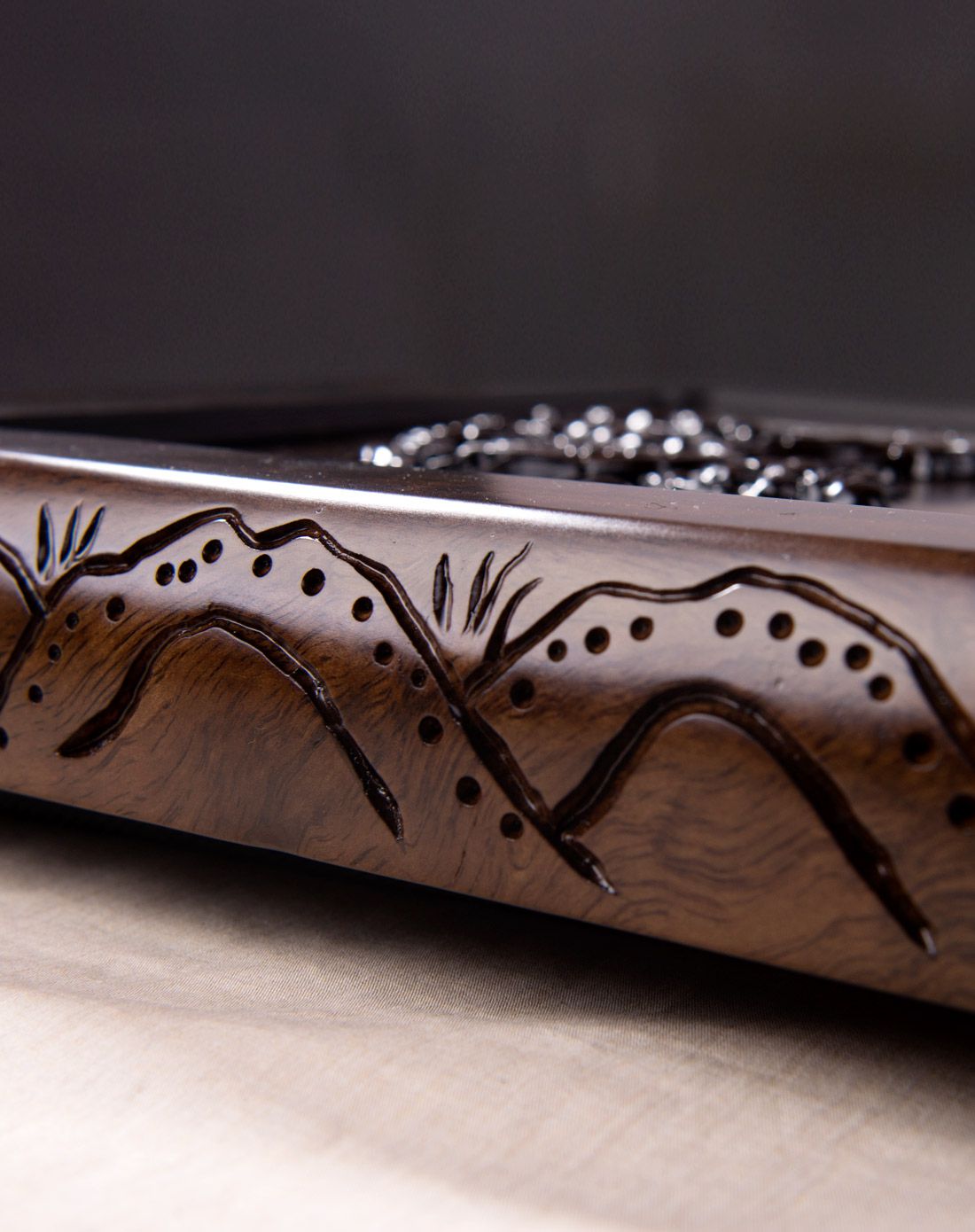 松鹤呈祥 黑檀整木雕刻茶盘