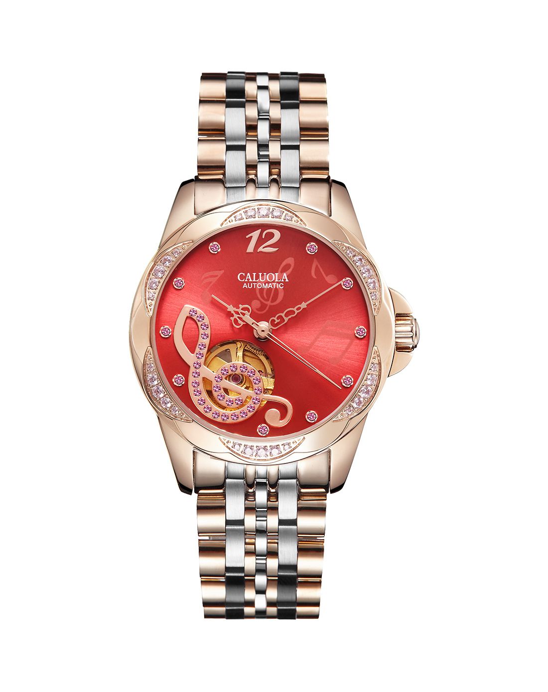 卡罗莱caluola手表专场 卡罗莱 音符镶钻时尚皮带机械女表 运费 (订单