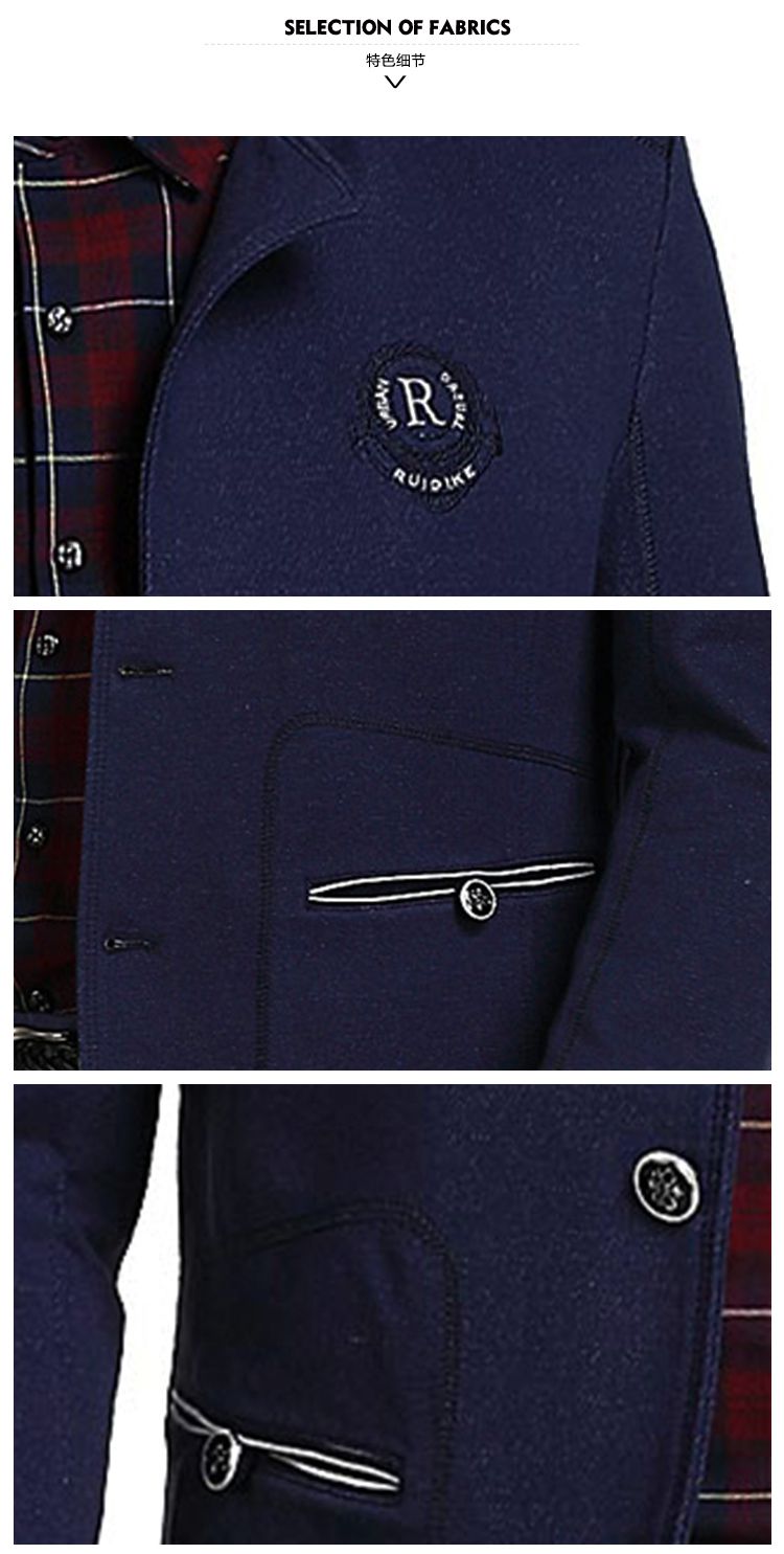 男款深蓝复古扣立领休闲风衣