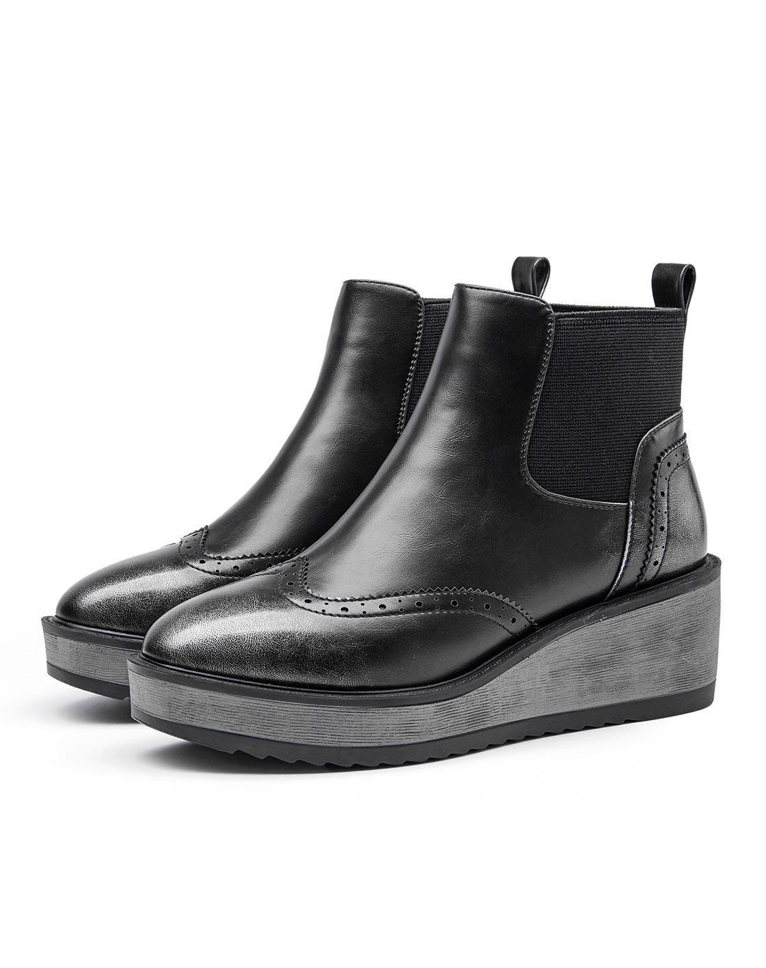 2016冬款中跟坡跟英伦马丁靴短靴