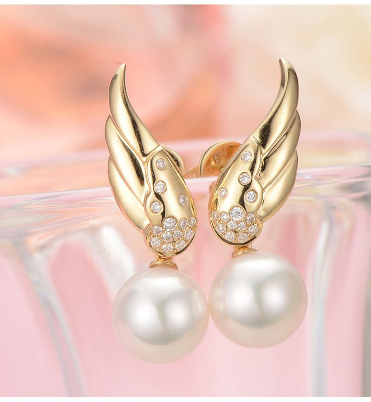 京润 婚嫁系列-【比翼双飞】s925银镶淡水珍珠耳钉