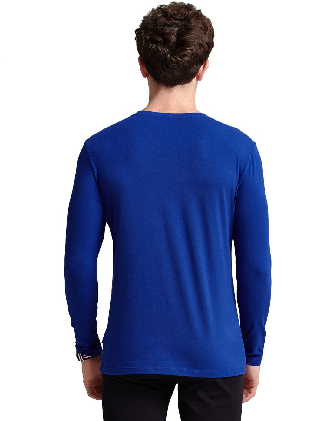 男款棉质深蓝色运动长袖衫