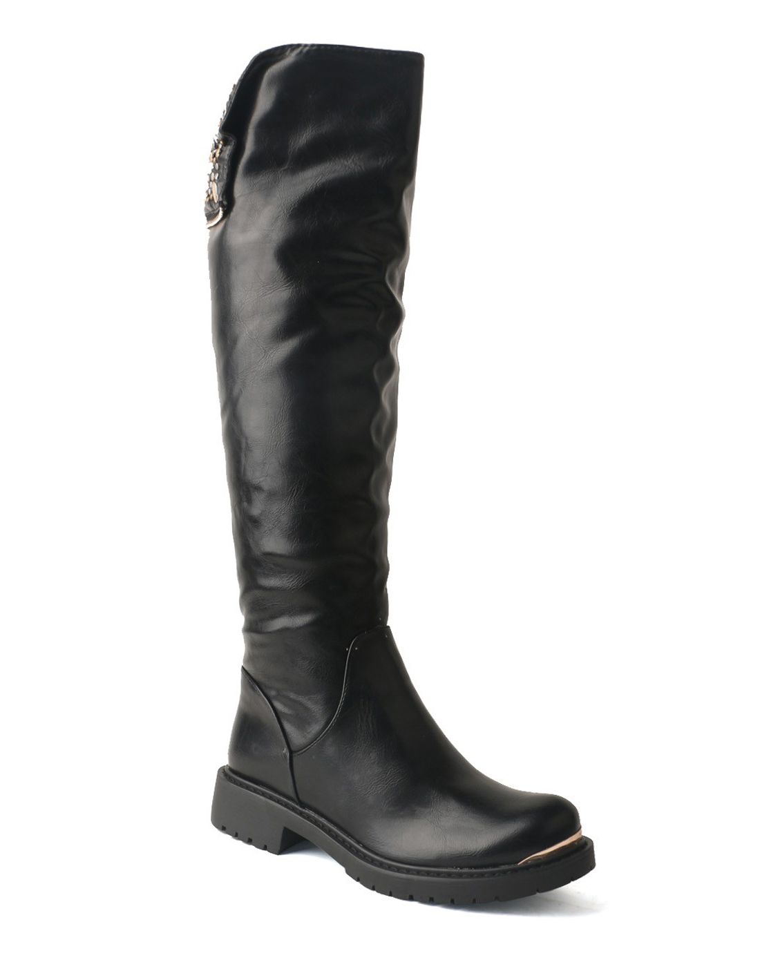 黑色奢华钉珠复古长靴