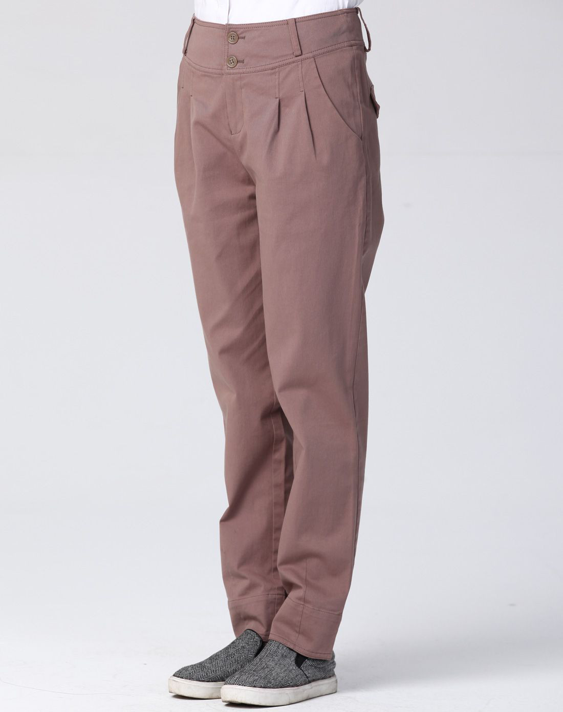 (特惠)深藕色休闲舒适棉质百搭长裤