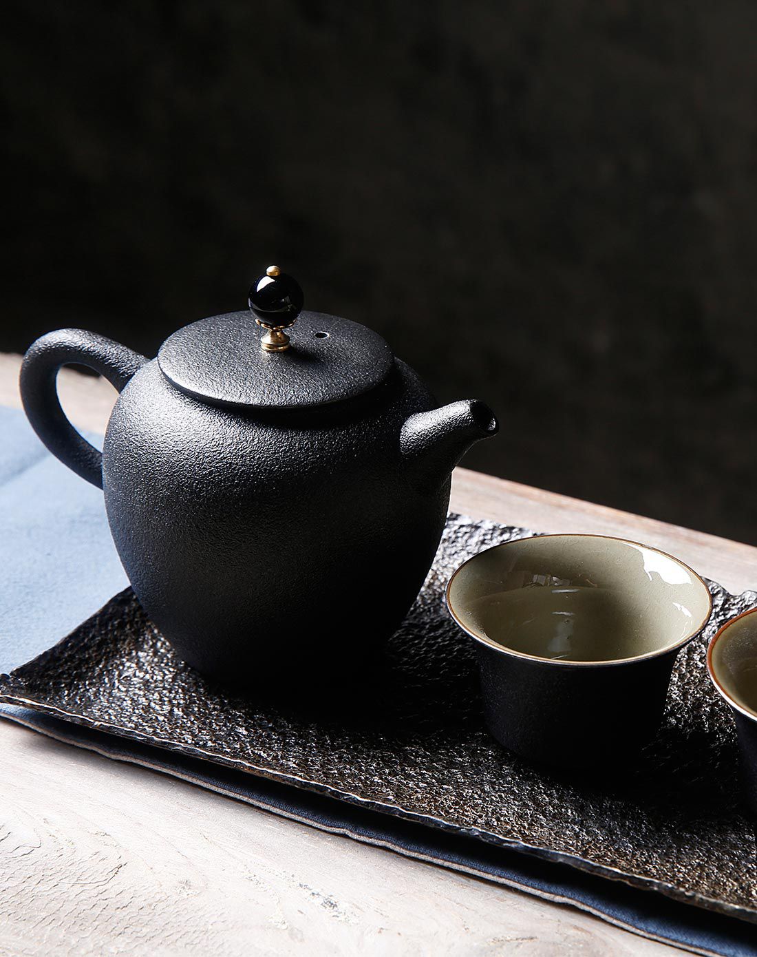 日本名师茶具-竹野吾家 竹野吾家 黑陶一壶两杯套装(黑珠子)