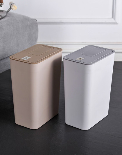 日用家居清洁工具 埃米创意带盖按压式长方形垃圾桶