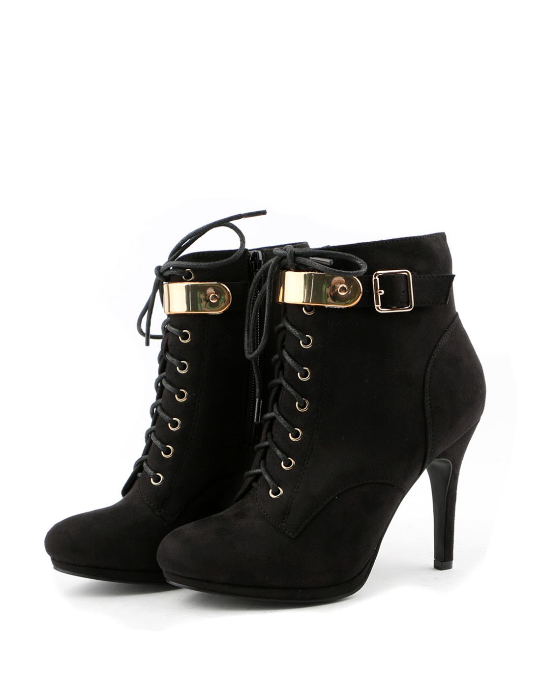 黑色高跟机车靴个性时尚短靴