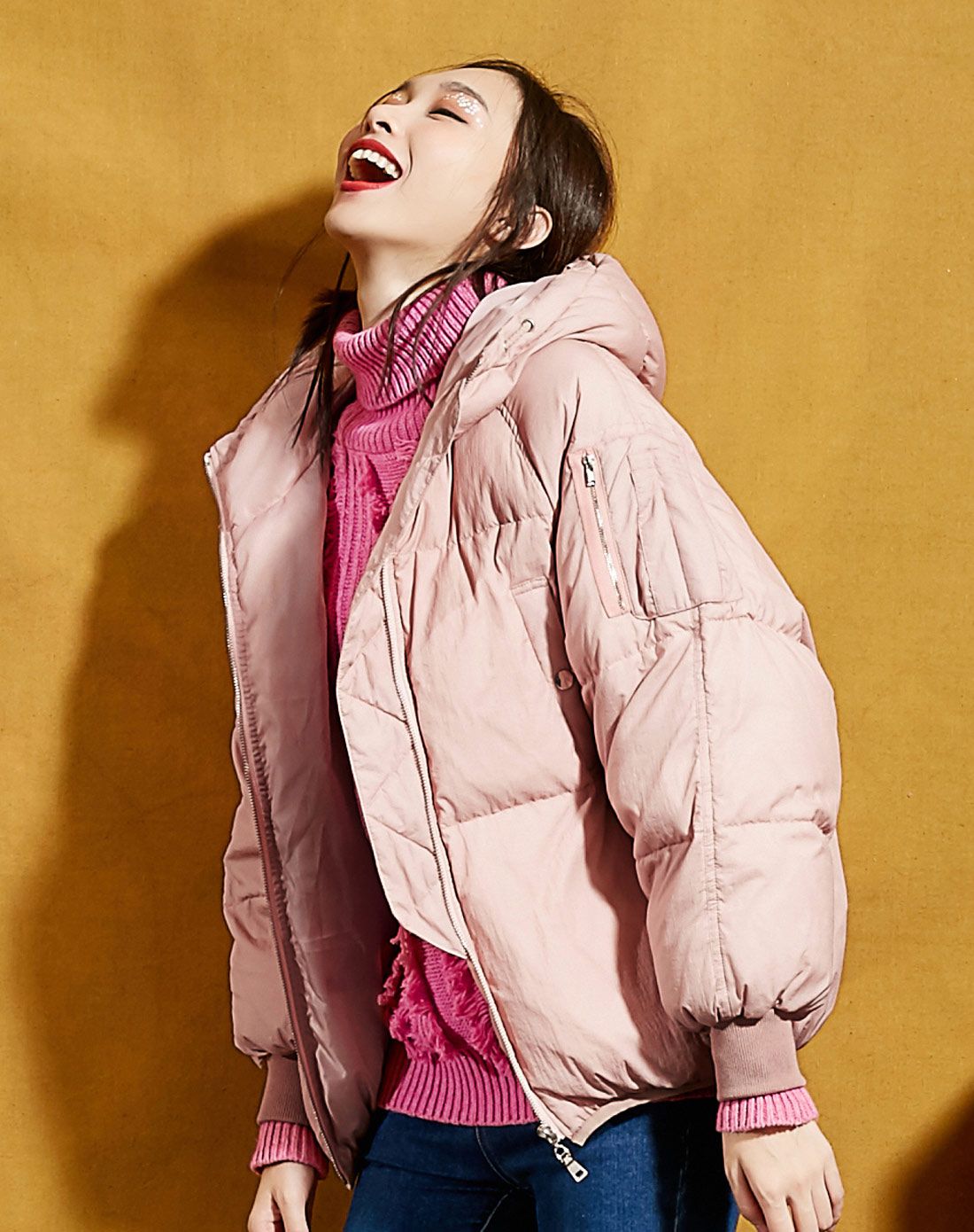 森宿sams tree女装专场 37度红提 文艺连帽茧型羽绒服 商品编码