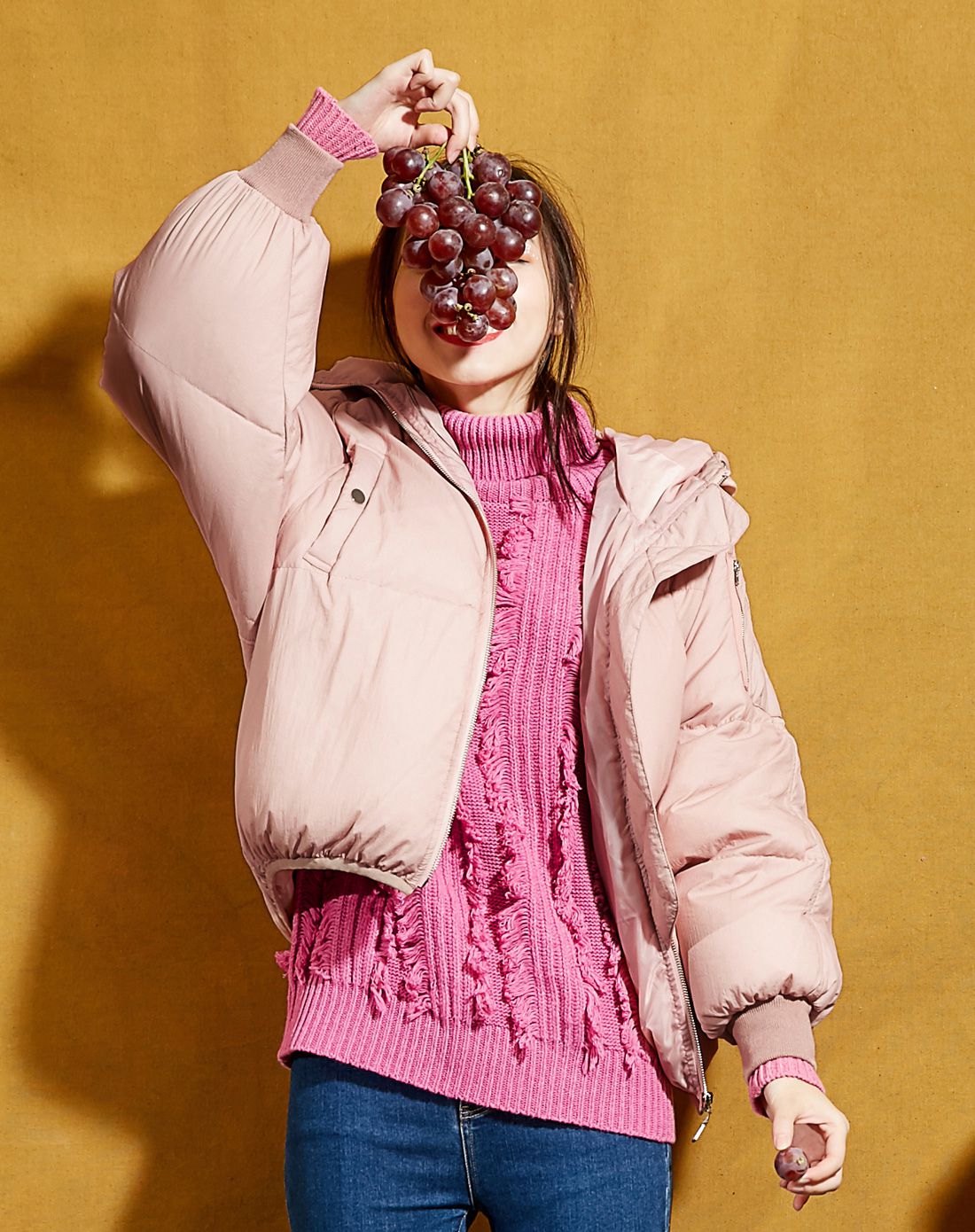 森宿sams tree女装专场 37度红提 文艺连帽茧型羽绒服 商品编码