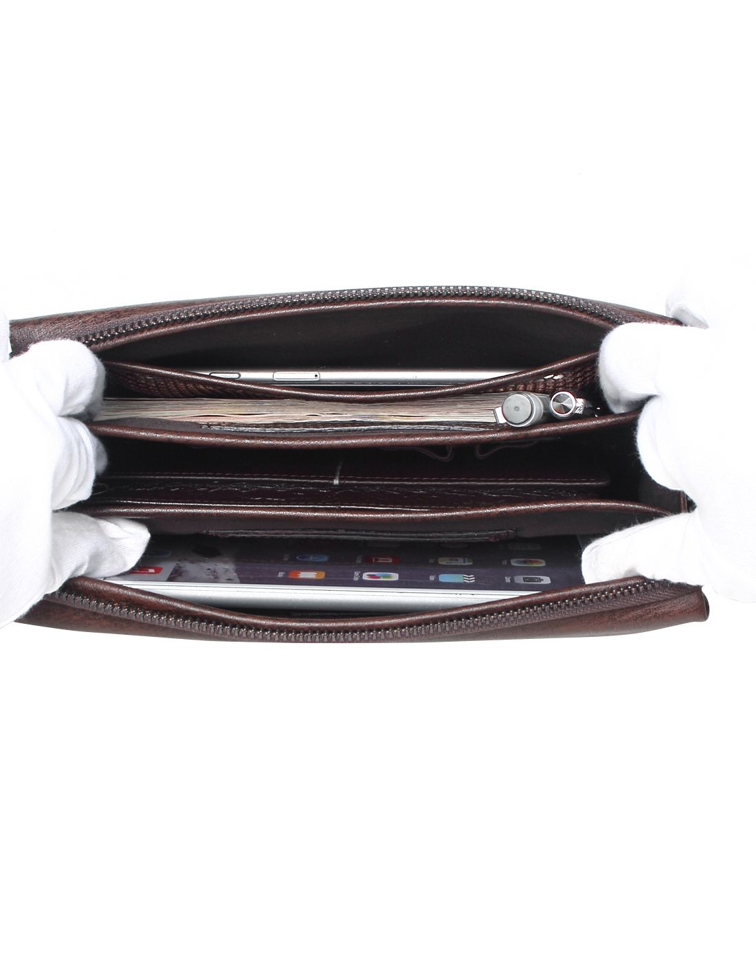 七匹狼简约2017年新品啡色牛皮手拿包(中号)1a2010018-02_唯品会