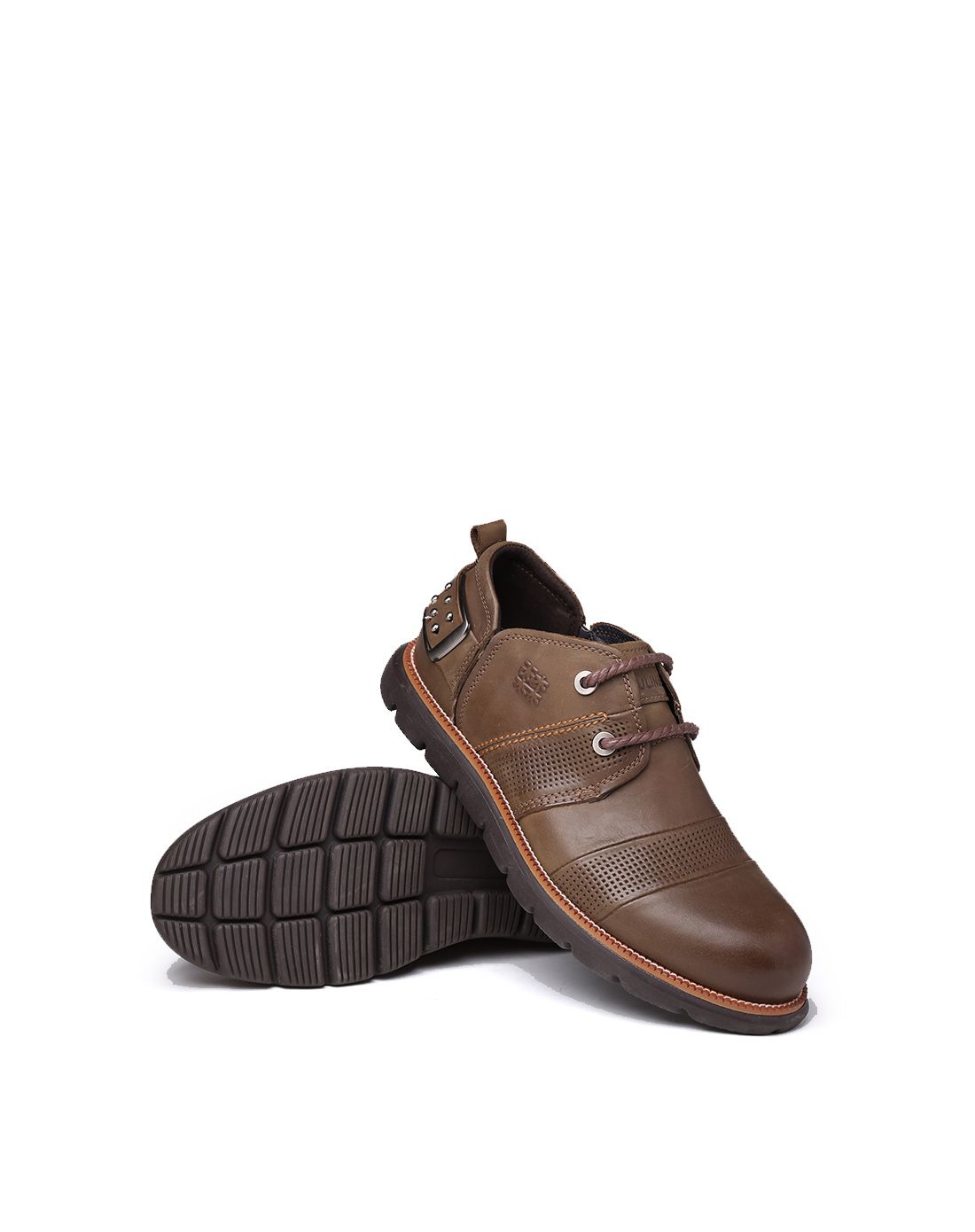 专柜同款 卡其色工装皮鞋