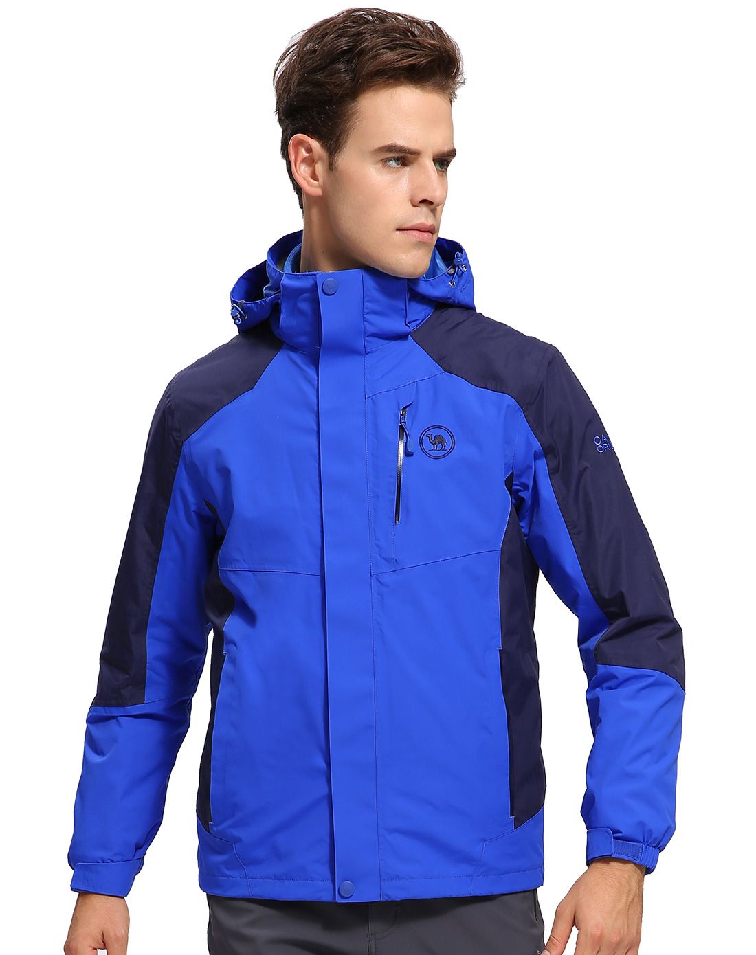 连帽防水保暖 男款艳蓝/深海蓝冲锋衣