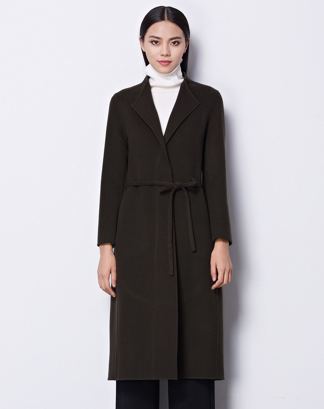 纳蔻nakou深咖色修身精致羊毛双面呢大衣n116d21016162a_唯品会