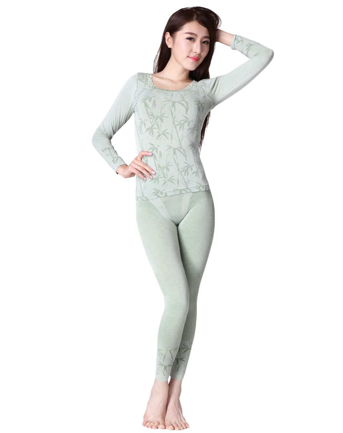 竹纤维健康提花美体内衣套装