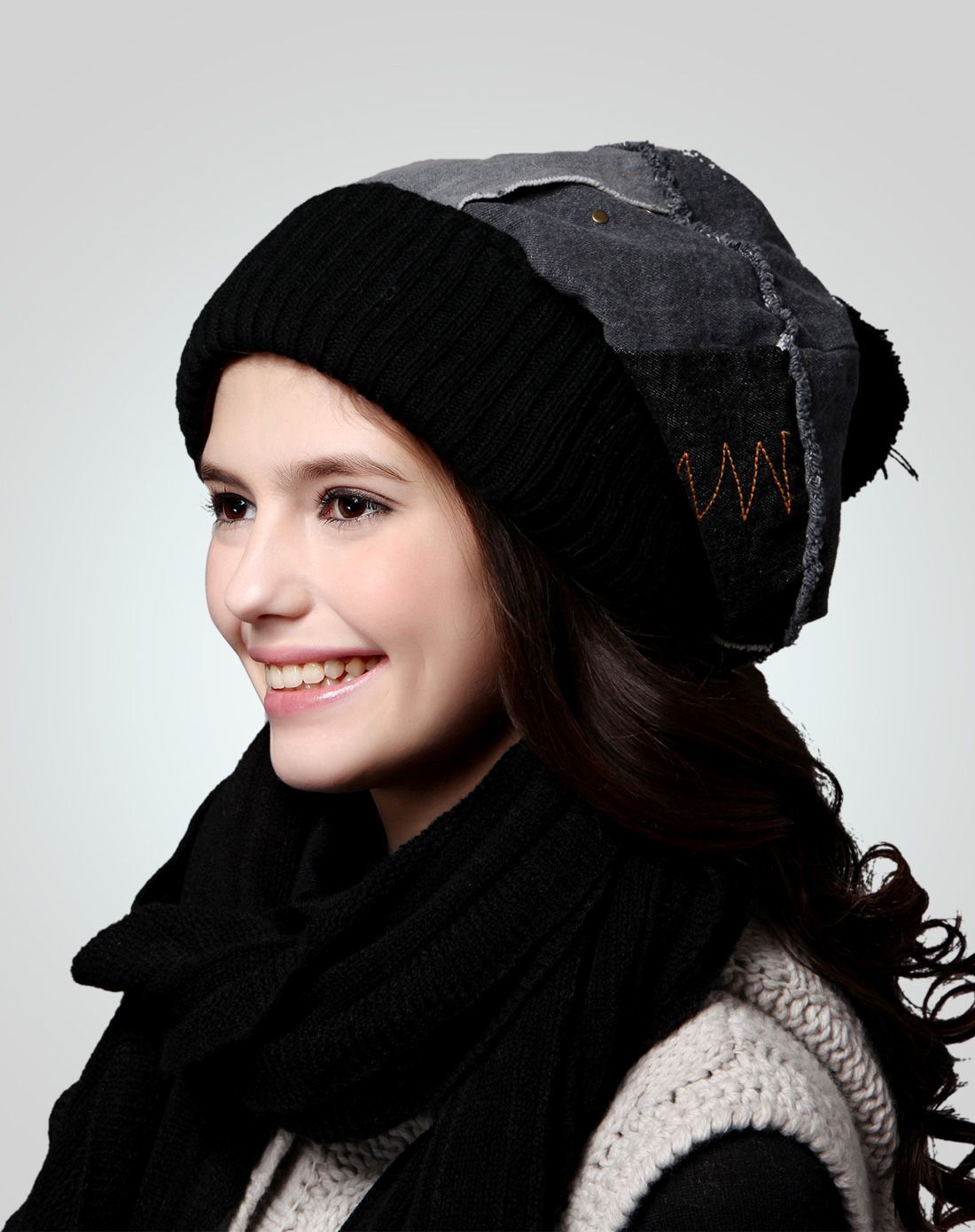 kenmont 女士秋冬时尚棉针织牛仔帽