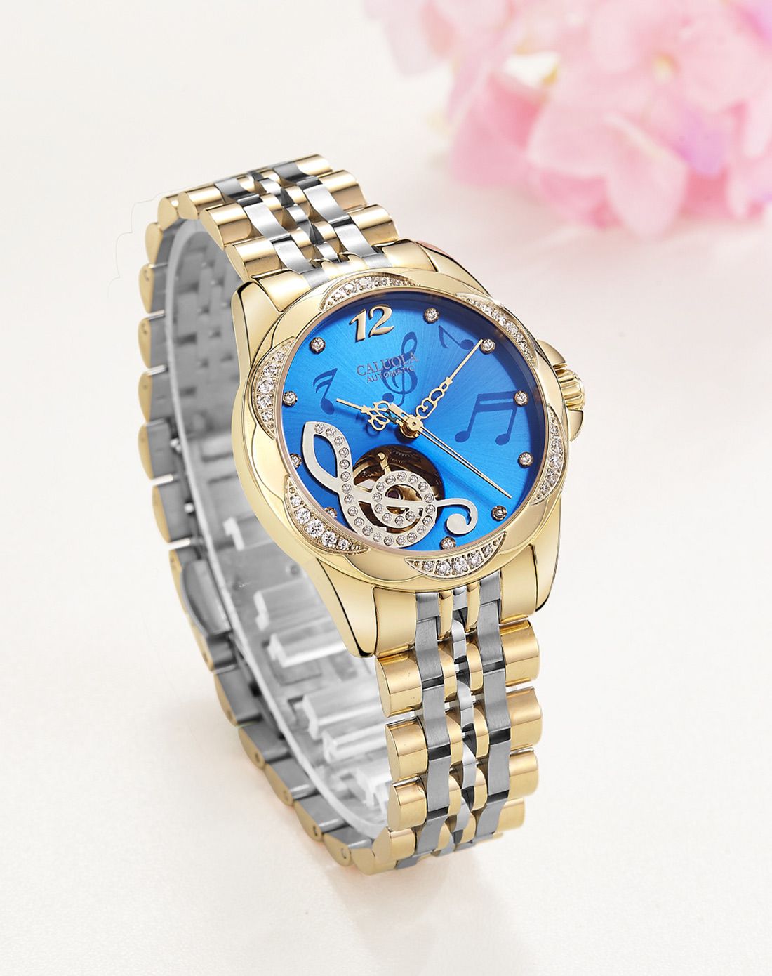 卡罗莱caluola手表专场 卡罗莱 镶钻音符机械女表 商品编码:ca11811mx