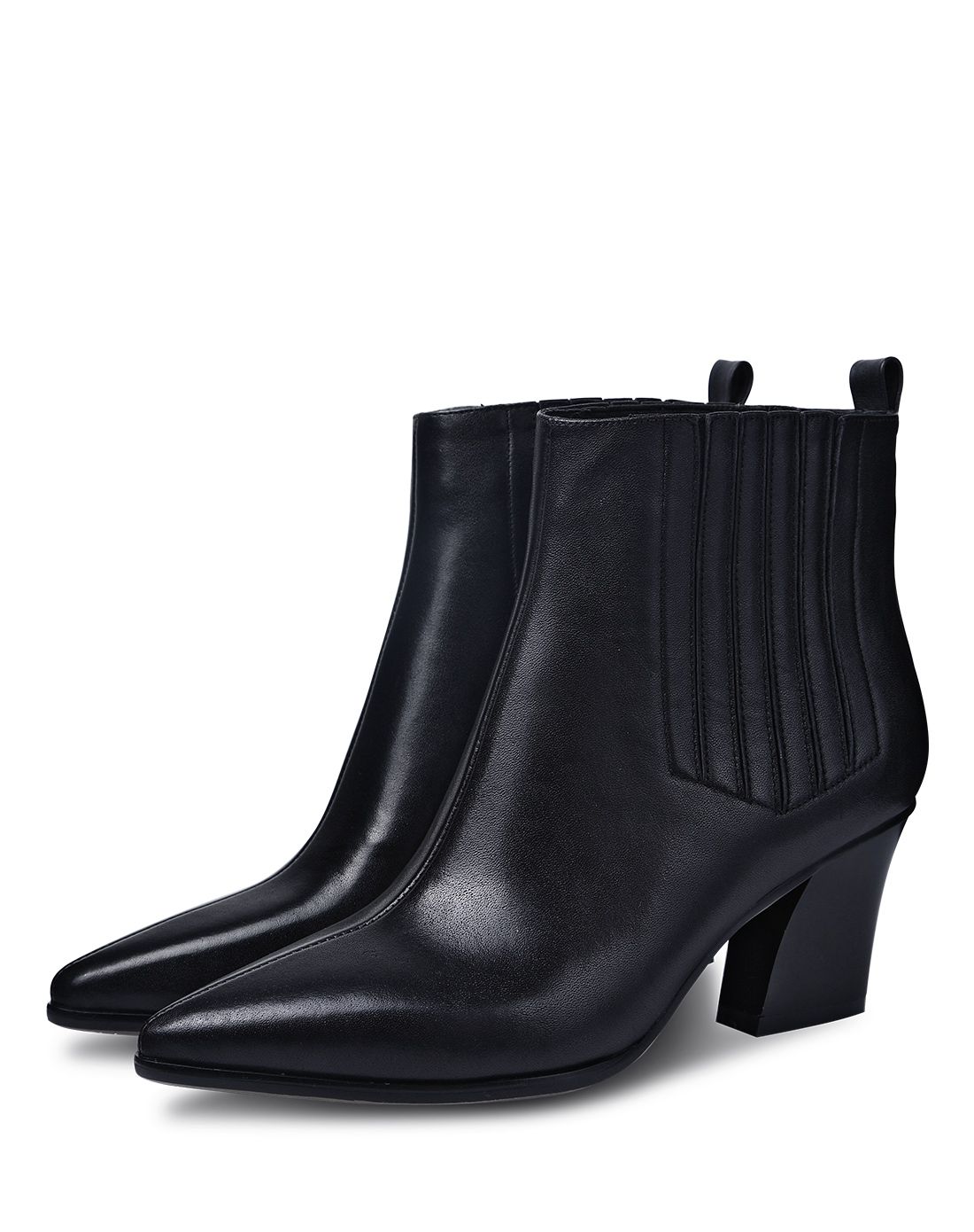 香阁儿xangirl新品黑色接拼粗跟短靴x5cxc0139hs_唯品会