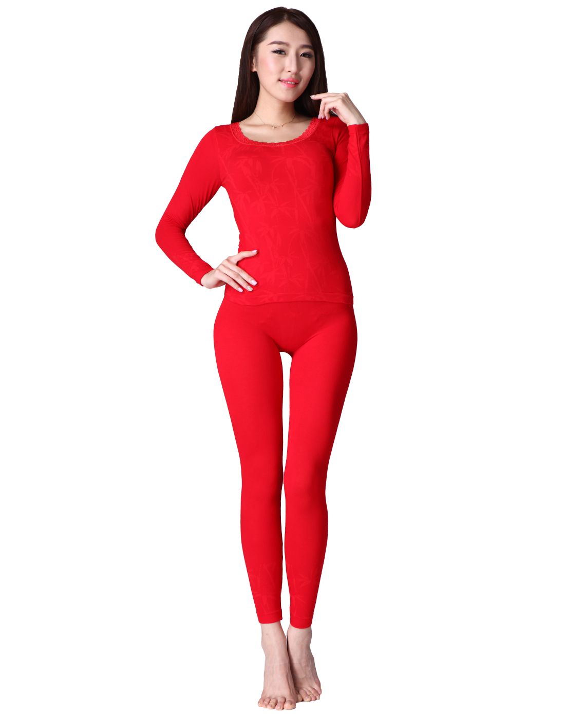 竹纤维健康提花美体内衣套装