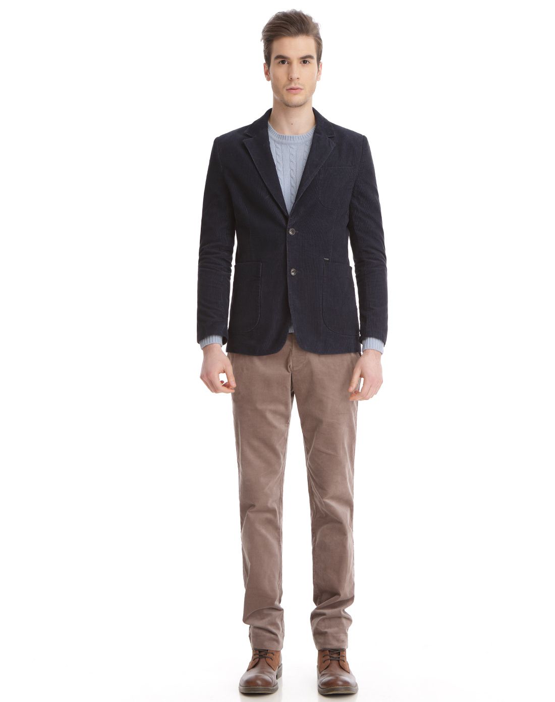 商务休闲灯芯绒修身西装外套