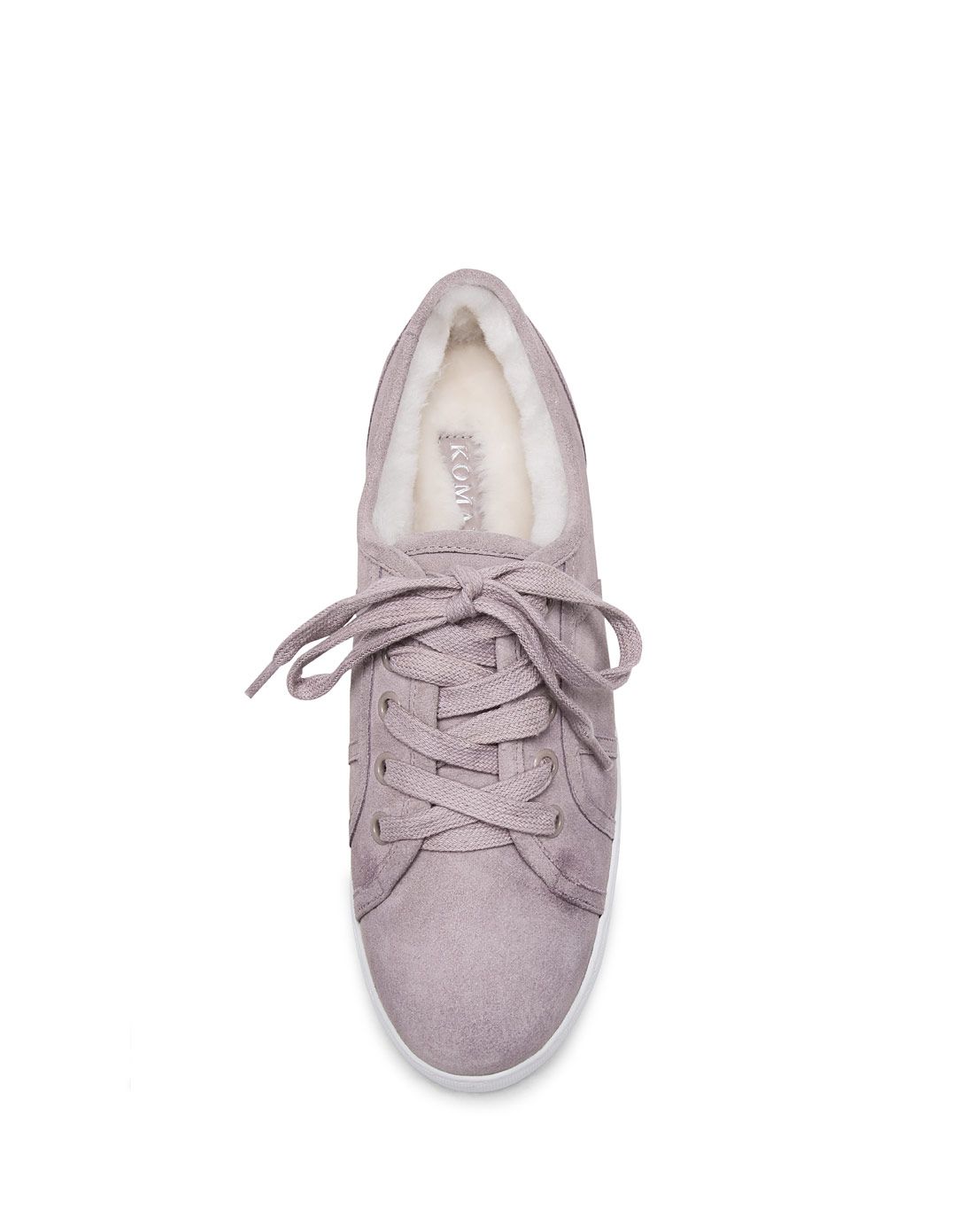 豆沙色-牛猄圆头厚底羊毛休闲鞋