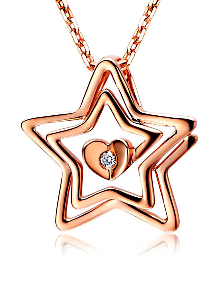 爱度18k金钻石吊坠-幸运星