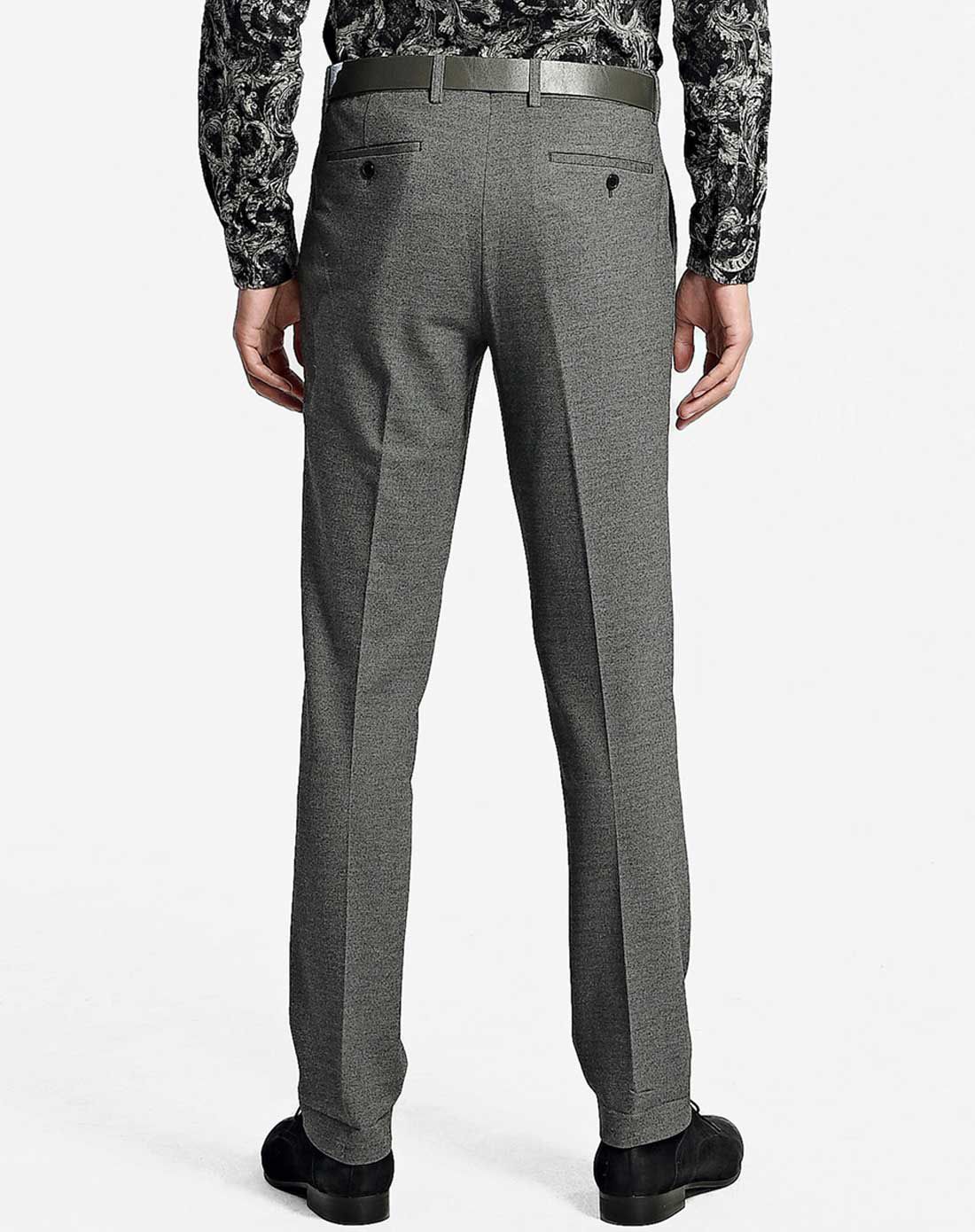 豆灰色商务休闲经典纯色长裤